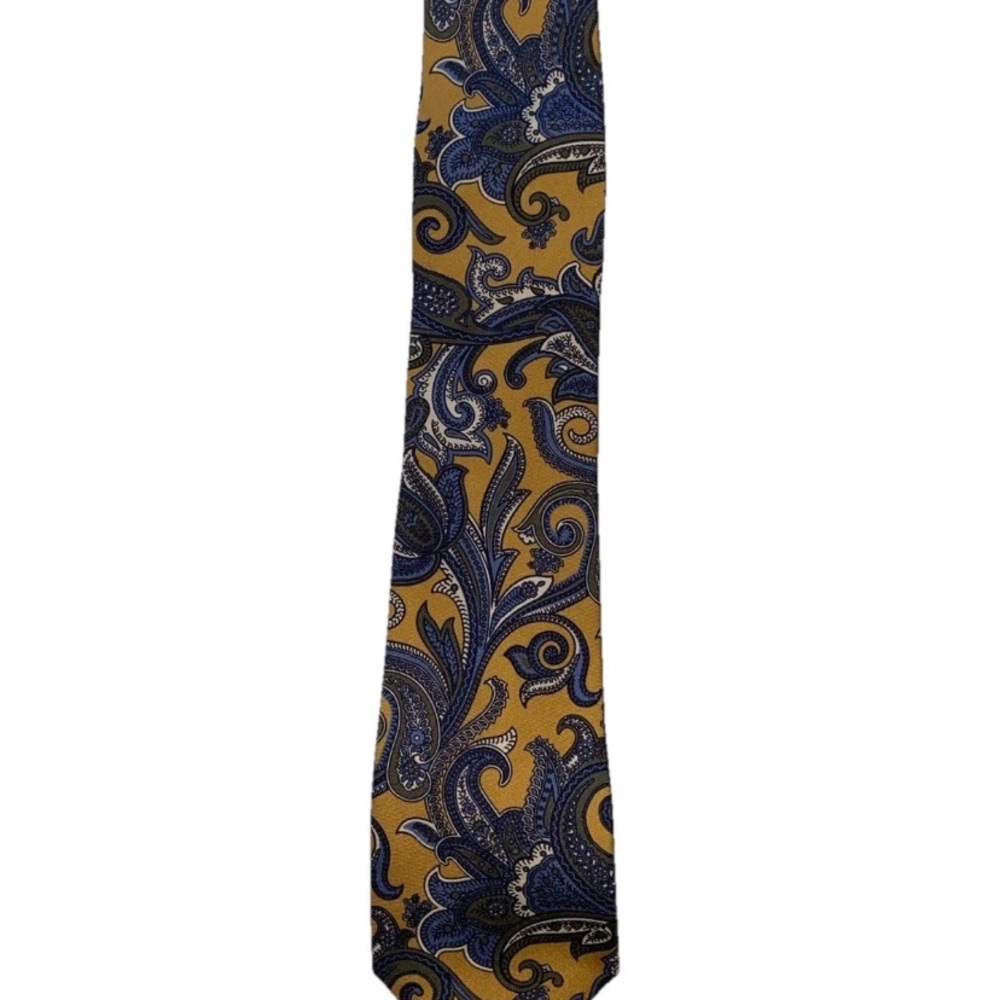NEW- Mens Mantero Print Daniel Cremieux Paisley Yellow Silk Neck Tie MSRP$125